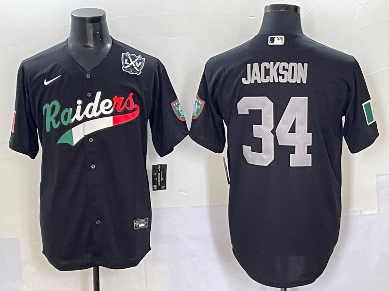 Men 2025 Oakland Raiders #34 Jackson Black Joint Name Nike Limited NFL Jersey style 67->oakland raiders->NFL Jersey
